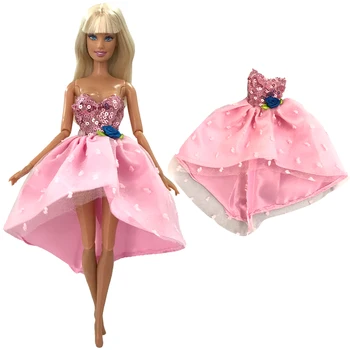 1 Ks Ružová Čipka Šaty Šumivé Večerné Šaty Denné Strany Nosia Sukne Pre Bábiku Barbie Príslušenstvo Dievča Najlepší Darček 287F