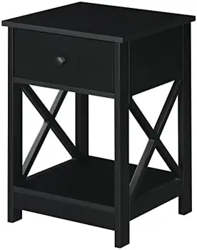 1-Zásuvka Konci Stôl s Policou, 15.75 v x 15.75 v x 24 v, Biela