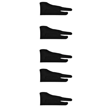 10 Pack Umelec Rukavice Pre Tablety Digitálne Kreslenie Rukavice Dva Prsty Zahustiť Palm Odmietnutie Rukavice Pre Grafiku Pad (S)