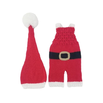 2 ks Fotografie Rekvizity Nastaviť Vianočné Čiapočku Celkové Oblečenie pre Baby Photoshoots QX2D