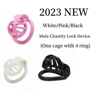 2023 Nový Muž Mravnosť Uzamknúť Zariadenie White/Pink/Black CB Zámok s 4 Penis Krúžky Anti Podvádzanie Kohút Klietky Gay Sexuálne Hračky, Sex Shop 18+