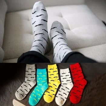 2024 Mužov Ponožky Bežné Čistej Bavlny Bežné Mužov Ponožky Cartoon Fúzy Dizajn Muž Jeseň V Zime Teplé Ponožky