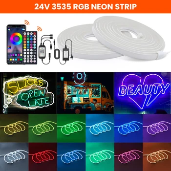 24V RGB Led Neon Pásy Svetla 108LEDs Flexibilné Pásky urob si sám Neónový nápis Bluetooth APLIKÁCIU IR Diaľkové Ovládanie Vodotesné Svietidlo pre Izba Dekor