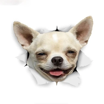 3D Psa Nálepky Zaujímavé Cartoon Auto Nálepky Šťastný Chihuahua Otorcycle Príslušenstvo KK Vinylové Nálepky Nepremokavé PVC