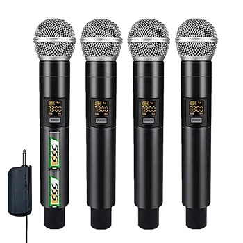 4 Kanálový Bezdrôtový Mikrofón Profesionálne VHF Dual Vreckové Dynamické Mikrofóny Karaoke Mikrofón pre Cirkevné Reči, Svadobné Stretnutie