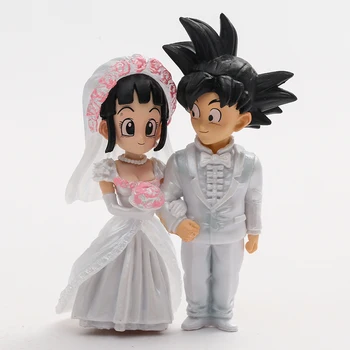 9 cm DragonBall Svadobné Goku a Chichi Obrázok Zberateľskú Model Bábiky Hračky Pre Cake Decoration