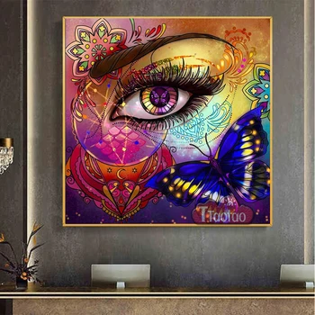 Abstraktné Umenie Oko Krajiny Diamond Maľovanie 5D Mandala Motýľ Cross Stitch Diy Námestie Kolo Mozaiky Ručné Výšivky nástenná maľba