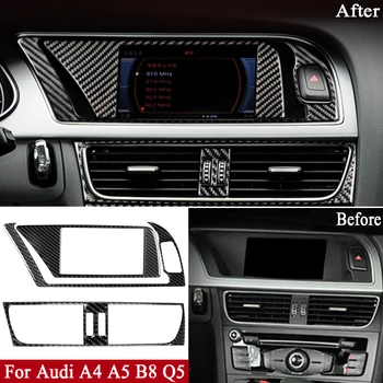 Auto, Interiér Navigácia Klimatizácia CD Ovládací Panel LHD RHD Pravé karbonové Vlákna Dekorácie Pre Audi A4 A5 B8 O5 Auto Styling