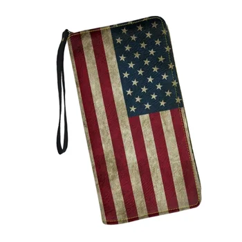 Belidome Americkej Vlajky Wristlet Peňaženka pre Dámske Kožené RFID Blokovanie Zips Okolo Držiteľa Karty Organizátor Cestovné Spojka Tašky