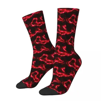 Bežné Červená A Čierna Lightning Vzor Basketbal Ponožky Polyester Uprostred Trubice Ponožky pre Unisex