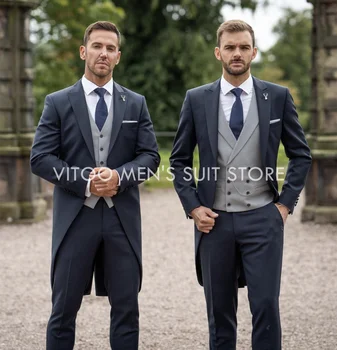 Britský Kráľovský Pán Mens Smoking Vyhovuje Slim Fit 3 Ks/Svadby Ženích Oblečenie, Sako, Vesta Nohavice/Formálne Ráno Šaty Muž Sady