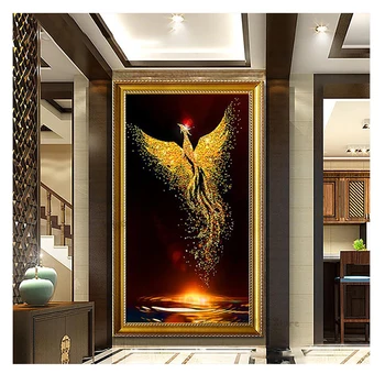 Golden Phoenix Diamond Maľovanie Na Obývacia Izba Dekoratívny Obraz Zvierat Maľovanie Roztomilé Zvieratko Plné Námestie Kolo Diamond Výšivky