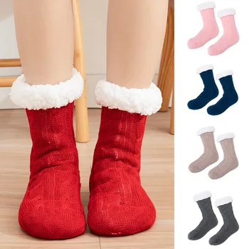 Jeseň-zima Velvet Mid-tube Poschodí Domov Ponožky Dámy Mesiac Spánku Vianočné Ponožky Snowslipper Koberec Ponožky