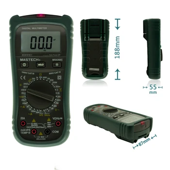MASTECH MS8360C DMM HZ Teplota meradla, Tester Kondenzátor w/hFE Test NCV Multimetro LCD Podsvietenie tester Digitálny Multimeter