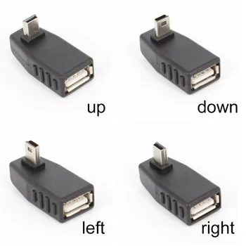 Mini USB 5Pin Samec Na USB Samica 90 ° Uhol Converter Konektor OTG Adaptér Pre Auto, MP3, MP4 Tablety Telefón U-Disk