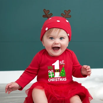 Moje Prvé Vianoce Batoľa Kombinézu Dieťa Dlhý Rukáv Romper Jumpsuit Dojčenská Dievčatá, Chlapcov Unisex Playsuit Oblečenie Xmas Party Oblečenie