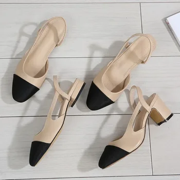 Nové Ukázal Prst Módne Sandále Nízke Námestie Podpätky Ploché Topánky Kórejský Farby Zodpovedajúce Strany Dámy Topánky Chaussure Femme 2024