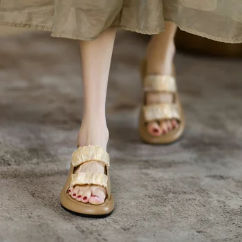 Nové Vysoko Kvalitné Ženy Sandále Mäkká Mikrovlákna Kožené Žena Obuv Módne Letné Sandále Dámske Plážové Topánky Bežné Mokasíny