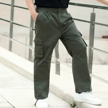 Nový Náklad štýl Nohavice pánske Voľné Rovno Multi-vrecko Farbou Všestranné Pracovné oblečenie Jogger Bavlna Bežné Mužské Nohavice Z53