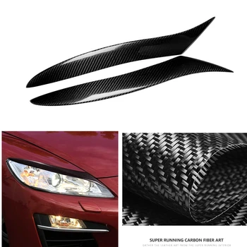 Pre Mazda RX-8 RX8 2009-2012 Svetlometu Obočie Svetlomet Viečka Výbava Uhlíkových Vlákien Predné Vedúci Svetlo Lampy Kryt Obočie Veko Nálepky