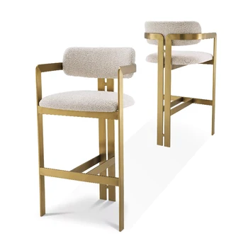 Prispôsobený talianske luxusné cashmere textílie z nehrdzavejúcej ocele stoličky obývacia izba bar operadlo, operadlo vysoké stoličky barové