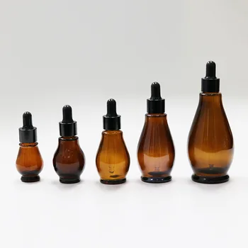 Prázdne Kvapkadla Fľaša Amber Esenciálny Olej, Sklenené Aromaterapia Kvapalina Hnedá 10-100 ml Pokles o Masáž na Pipety Fľaše Naplniteľné