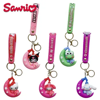 Sanrio Hello Kitty Mesiac Pyžamo Keychain Kuromi Moje Melódie Roztomilé Anime Silikónové Bábika Prívesok Cinnamoroll Keroppi Módy Krúžok Na Kľúče