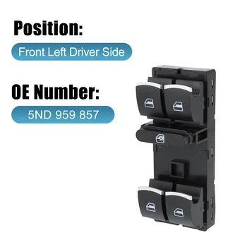 Uxcell 5ND 959 857 Okno Power Prepnite Ovládač Strane Napájania Okno Master Control Switch pre VW Golf Jetta Passat Králik Caddy
