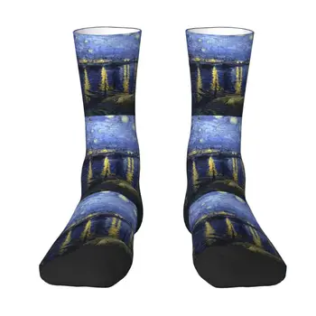 Van Gogha, Hviezdna Noc Muži Ženy Posádky Ponožky Unisex Móda Nad Rhone Jar Leto Jeseň Zima Šaty Ponožky