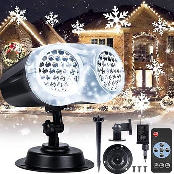 Vianočné Projektor Vonkajšie Svetlá,LED Binokulárne Rotujúce Snowflake Projektor Svetlá, Nepremokavé Krajiny Svetlo NÁS Plug