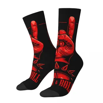 Vtipné pánske Ponožky Ruka V Rock N Roll Prihlásiť Vintage Rock And Roll Music Harajuku Bezšvíkové Posádky Ponožky Darček Vzor Vytlačené