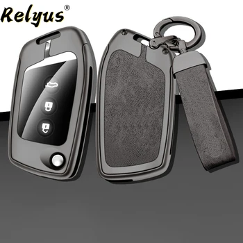 Zliatiny zinku Kožené Kľúča Vozidla Prípade Kryt Plášťa pre Baojun rc6 rm5 rs3 Ochrany Diaľkové Keychain Keyless Taška Auto Príslušenstvo