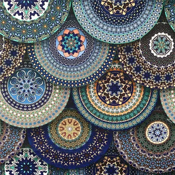 modrá Tajomstvo blokový diagram Námestie Kvet Bavlnená Tkanina Afrike Štýle Patchwork Textilné Tkaniva Domáce Oblečenie Šaty Domáce Dekorácie