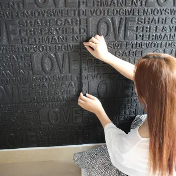 Čierna 3D Písmeno Samolepky na Stenu Spálne, Obývacia Izba Dekorácie Pribrala Láska Tapety samolepiace Nepremokavé Vlhkosti-dôkaz