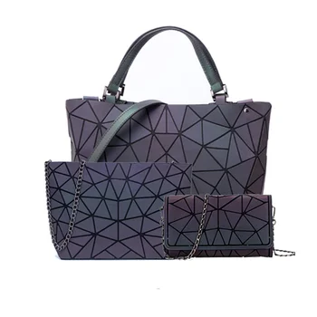 Ženské Diamond Geometrické taška Deformácie Tote Bag Nepravidelný Skladacie Rameno Holografické Laserová Svetelná bao pre ženy