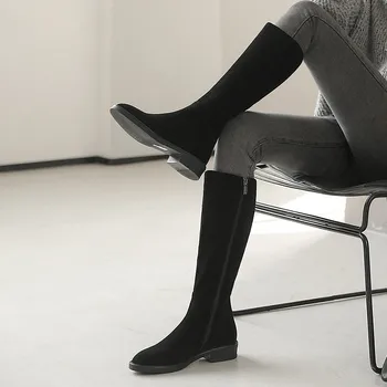 Ženy Retro Pevné Matné Topánky Zime Teplé kórejský Módne Bežné Ukázal Prst Západnej Kovboj Platformu Topánky Botas De Mujer